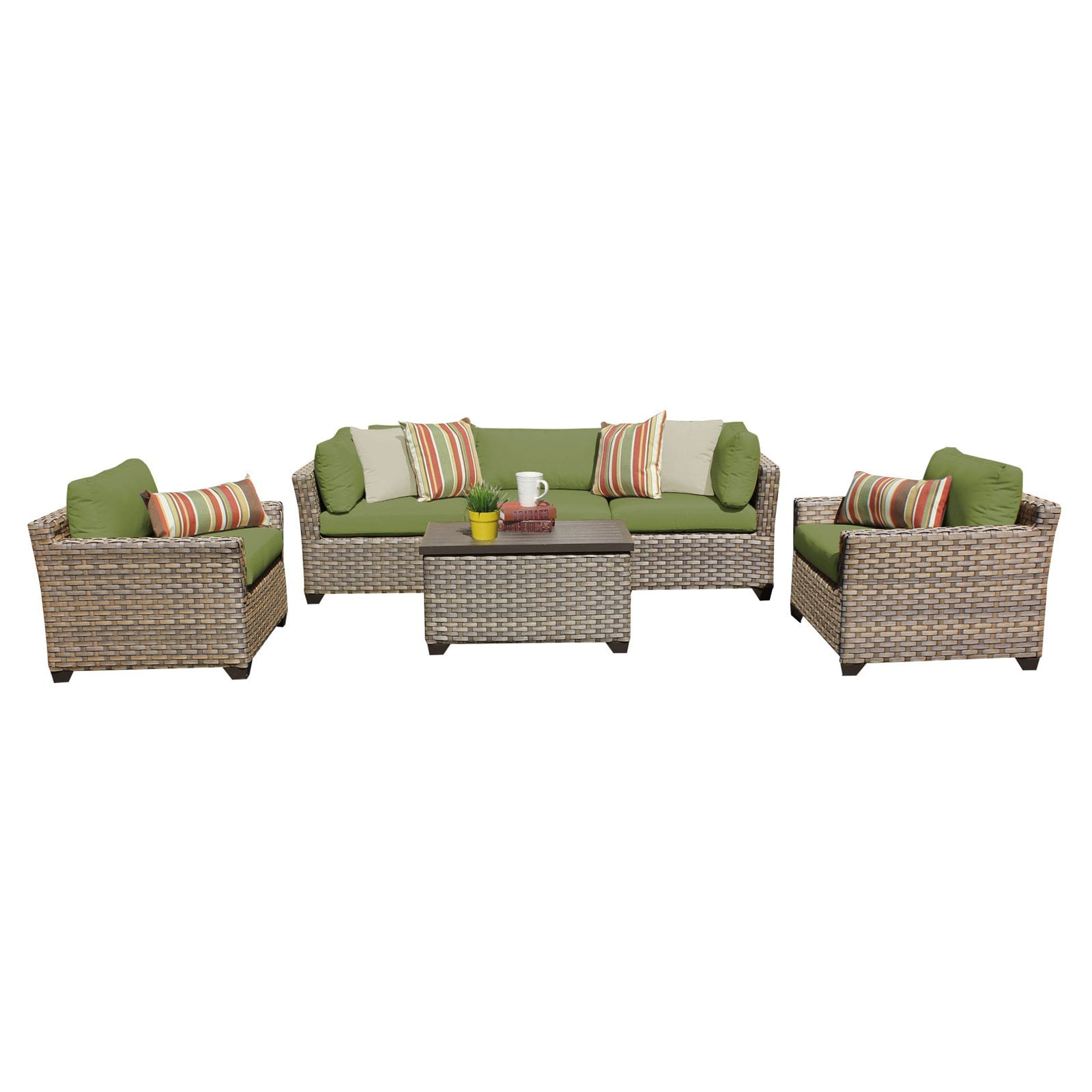 TK Classics Monterey Wicker 6 Piece Patio Conversation Set with Club