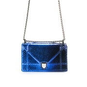 Pre-owned|Christian Dior Womens Python Small Diorama Handbag Blue Silver Tone Hardware