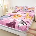thumbnail image 4 of Erosebridal Wild Giraffe Elephant Bed Sheets,Cute Lions Animals King Sheets For Girls Kids 4-Piece, 4 of 6
