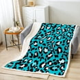 thumbnail image 2 of Animal Print Throw Blanket for Couch Leopard Print Fleece Blanket, African Safari Wildlife Sherpa Blanket Black Blue Blanket, Cheetah Bed Blanket Luxurious Room Decoratives, 2 of 6