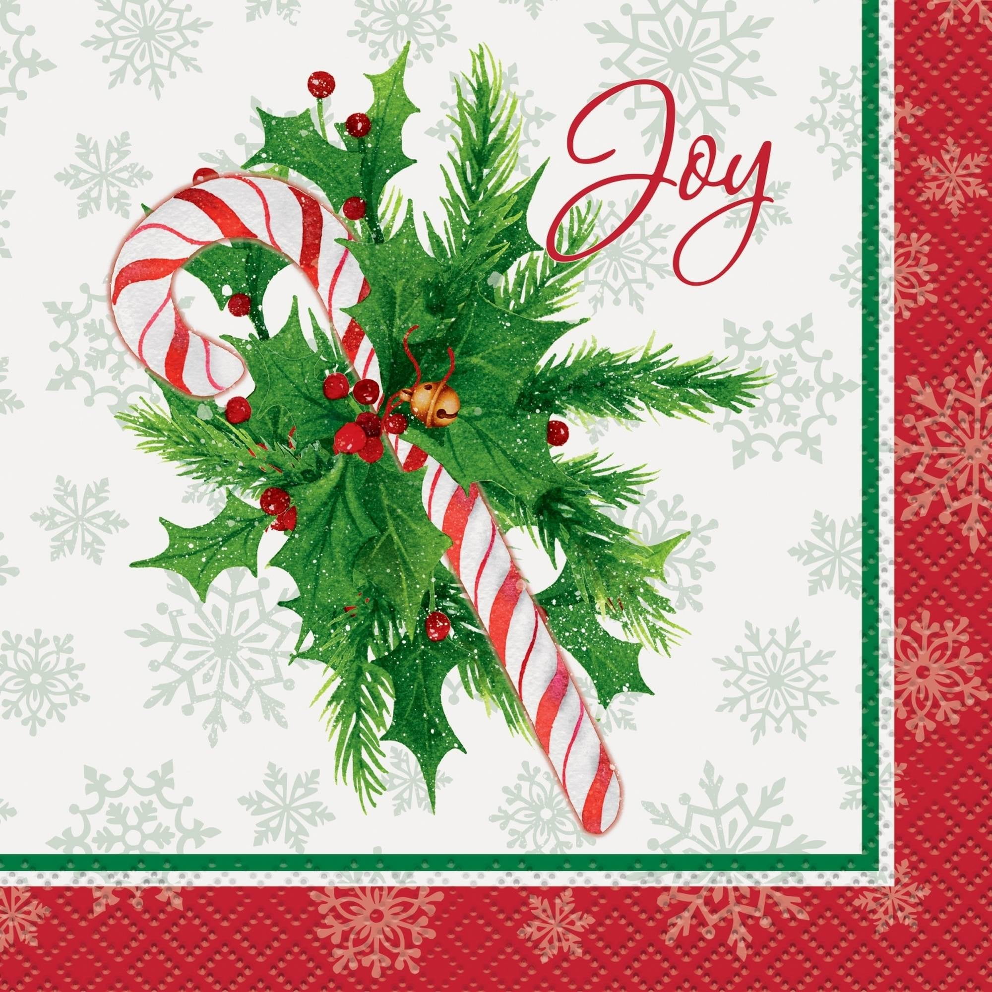 Candy Cane Christmas Beverage Napkins, 16-Count by Unique Industries
