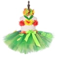 thumbnail image 3 of Festival Girls Outfits Tropical Luau Halter Neck Sleeveless Top and Skirt Set with Hair Clip for Beach Party Green2 3 Years-4 Years, 3 of 4