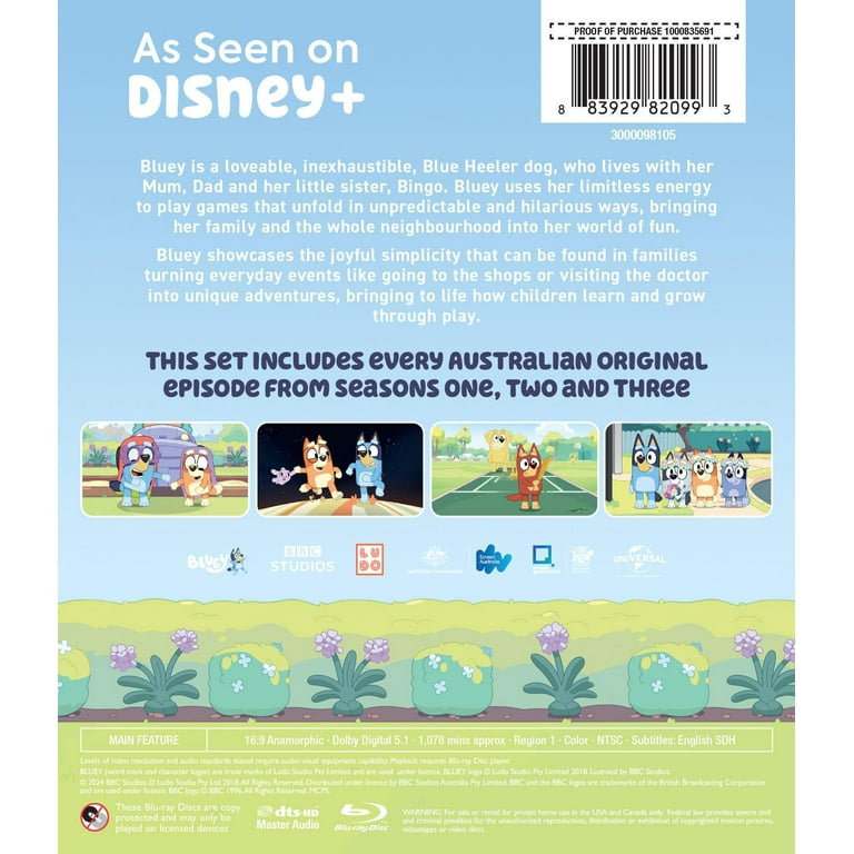 Free Shipping! SDS Bluey Seasons 1-3 Blu-ray Family Animation Pre