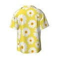 thumbnail image 5 of Uemuo Daisies Flowers Pattern Cotton Linen Short Sleeve Shirts,Casual Lightweight Button Down Shirts,Vacation Beach Summer Tops-, 5 of 7