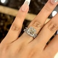 thumbnail image 3 of Kalapi Jewel Asscher Cut Moissanite Promise 1.8 Ct Engagement Ring Set for Women's - 14K White Gold Plated Moissanite Criss Cross Ring for Anniversary Gift - Wedding Ring for Women's, 3 of 3
