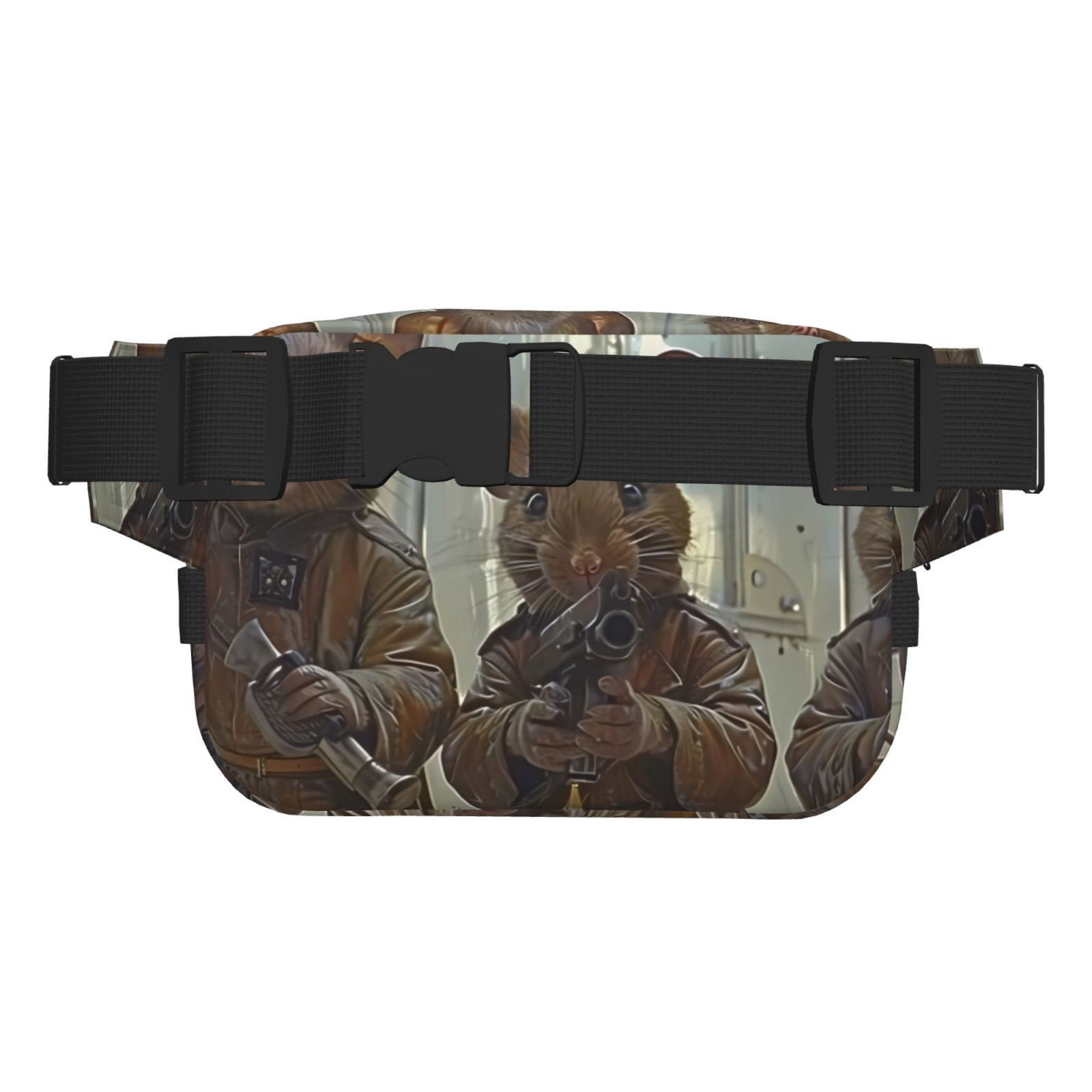 Picia Steampunk Space Mice Warriors Print Square Double-Layer Waist Bag Mini Adjustable Waist Belt Bag Exercise Running Travel Hiking