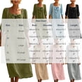 thumbnail image 2 of Ohufall Cotton Linen Dress for Women Bow Square Neck Maxi Dress 3/4 Sleeve Loose Solid Color Dresses, 2 of 8