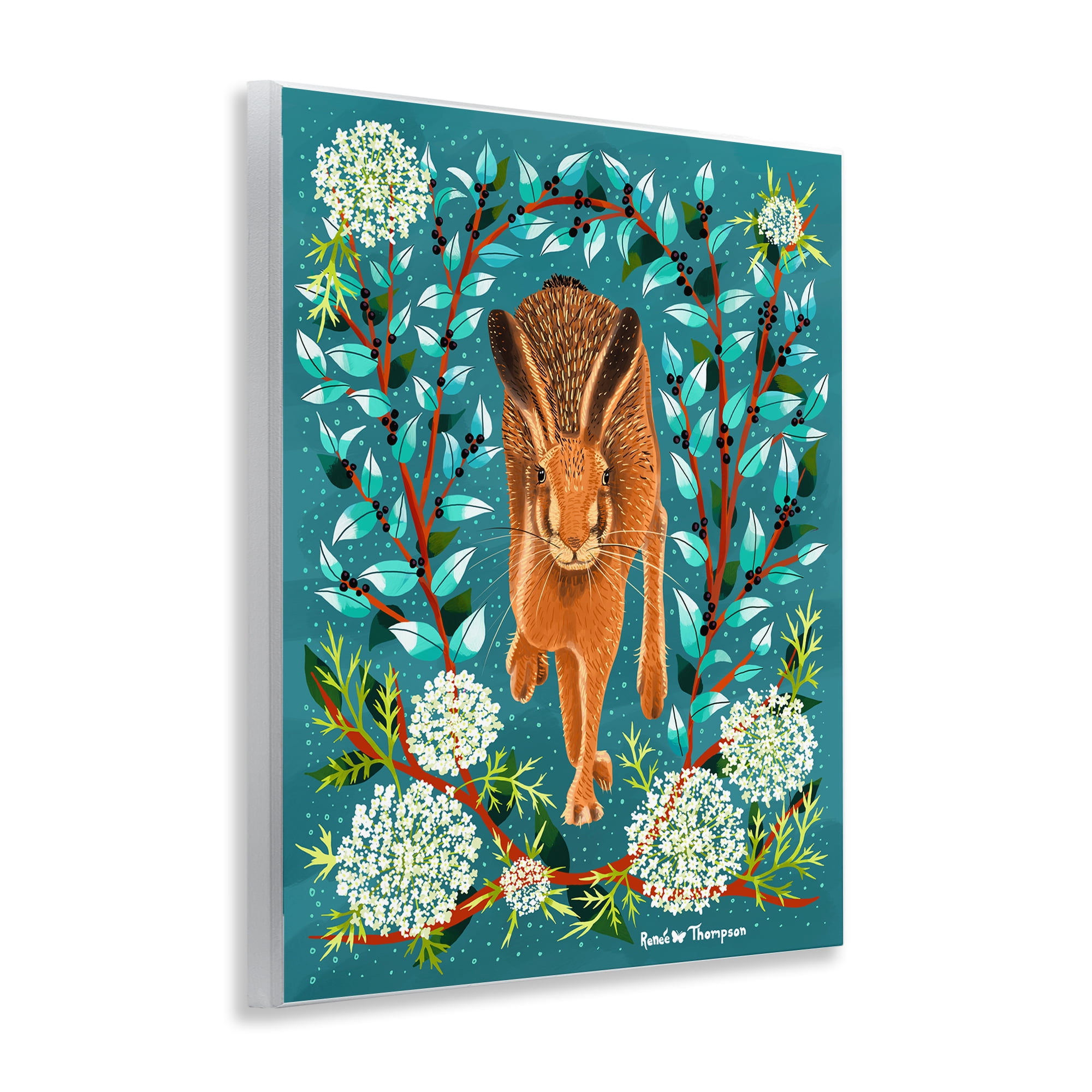 Stupell Industries Hare & Huckleberries Animals Painting Unframed Art Print Wall Art, 11 x 14
