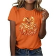 thumbnail image 4 of Ichuanyi Winter Pumpkin Women's Shirt Women Graphic Tees Funny Cute Short Sleeve Fall Shirt Thanksgiving Christmas Gift Tops, 4 of 7