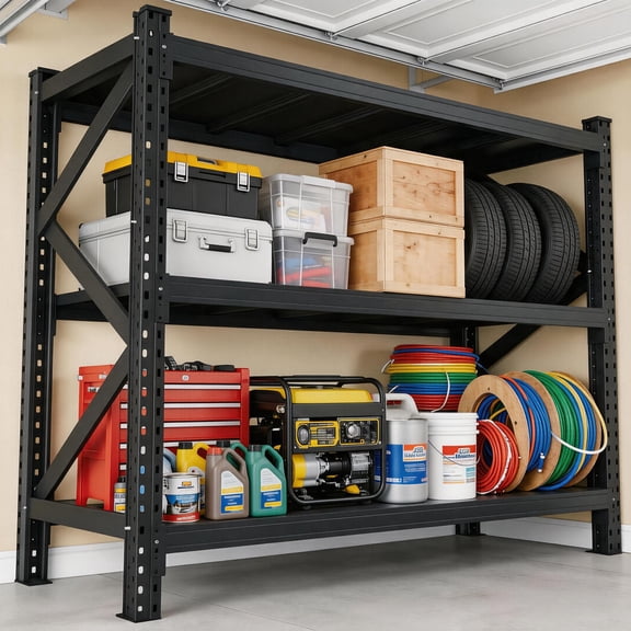 Garage Shelving Units 5500 LBs Industrial Storage Shelves 3 Tier Heavy Duty Metal Shelving Steel Shelf, Tool Utility Rack Large Adjustable Rack for Garage Basement Warehouse 67"W*20"D*63"H