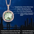 thumbnail image 2 of Gem Stone King 925 Sterling Silver Cushion Green Prasiolite and White Moissanite Pendant Necklace for Women (7.16 Cttw, with 18 inch Silver Chain), 2 of 6