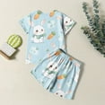 thumbnail image 4 of Easter Outfits for Boys Short Sleeve Funny Bunny Suit Easter Egg Shirt Holyweek Shirts Casual Crewneck Tops Shorts 2 PC Sets Children Clothes Light Blue 6-7 Years, 4 of 7