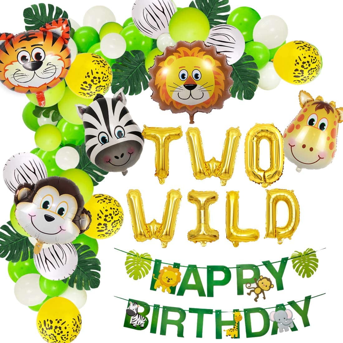 Download Jungle Theme 2nd Birthday Party Supplies Safari Balloons Garland Arch Kit Decorations Two Wild Animals Balloons Green Artificial Palm Leaves Walmart Com Walmart Com