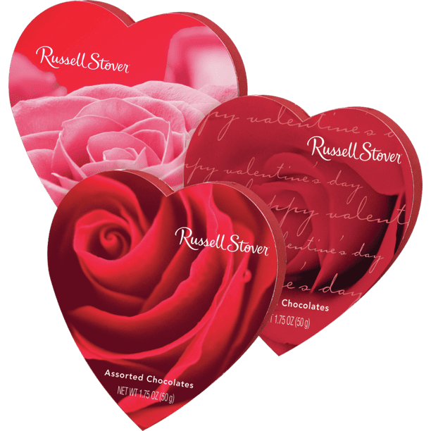 Russell Stover Heart Box of Valentines Assorted Chocolates 1.75 oz, 3