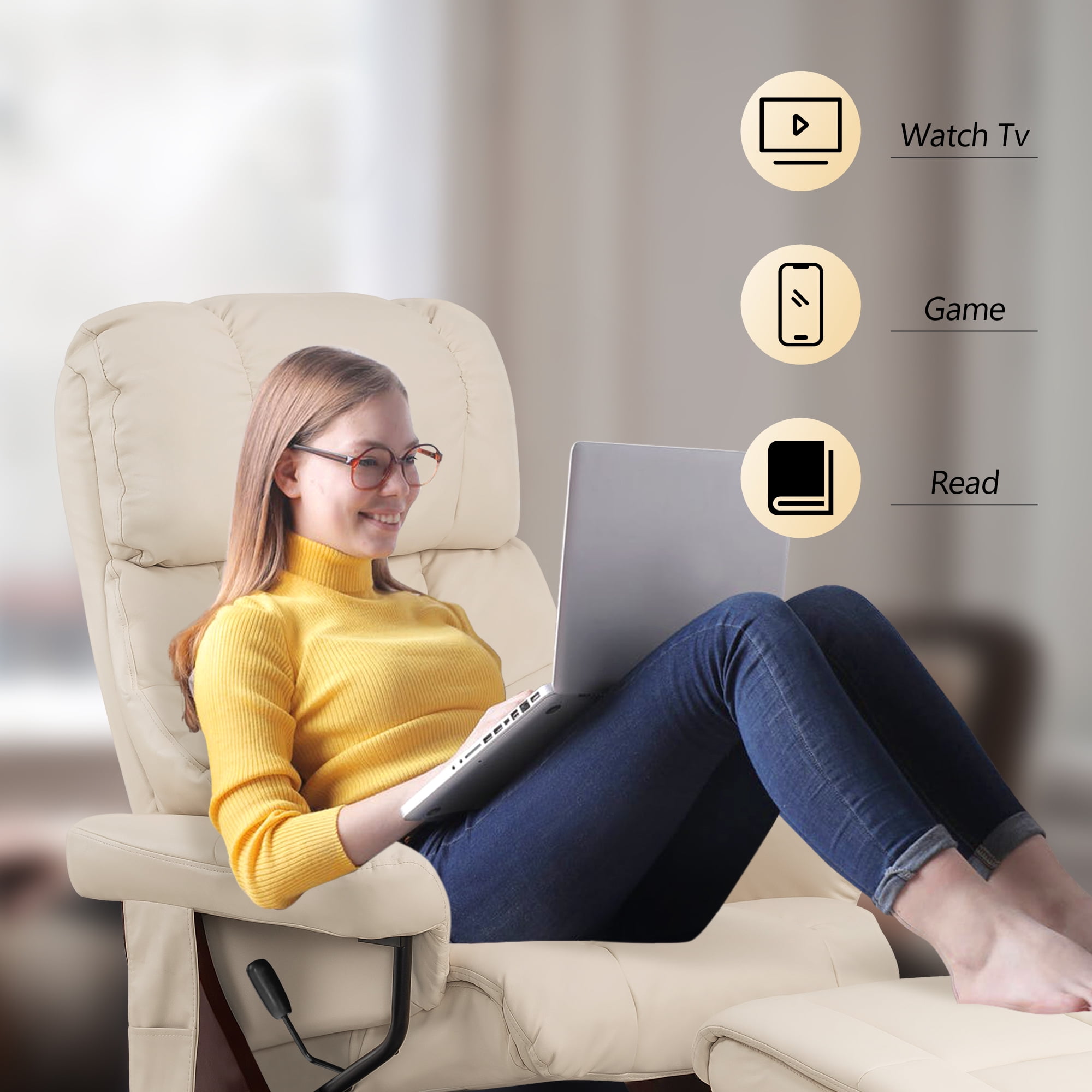Mcombo Recliner with Ottoman Reclining Chair with Bahrain