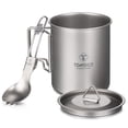 thumbnail image 1 of Juego de taza y tenedor plegable de titanio para acampar TOMSHOO, ligero y resistente al agua, 1 of 8