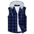thumbnail image 2 of DAFPZW Men's Hooded Tank Tops Plaid Button Down Shirt Casual Sleeveless Hoodies Lightweight Tank Tops Beach Vacation Vest, 2 of 4