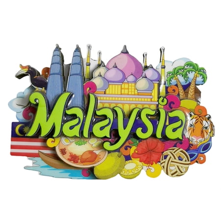 Malaysia 3D Fridge Magnet Souvenir Gift,Wood Handmade Refrigerator Magnet Home Decoration Collection
