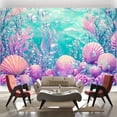 thumbnail image 2 of Under The Sea Baby Shower Backdrop Ocean Pastel Purple Coral Reefs Seashell Photography Background Teal Seaweed Glitter Bubbles Underwater Birthday Party Decorations Banner Photo Booth Props, 2 of 4