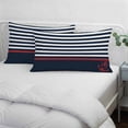 thumbnail image 4 of Anchor Navy Blue Queen Size Pillow Cover, Pillowcase Protectors with Zipper, Breathable Decorative Throw Pillow Case Cover, Red Nautical White Geometric Stripes Pillow Shams for Couch Sofa 20x30Inch, 4 of 8