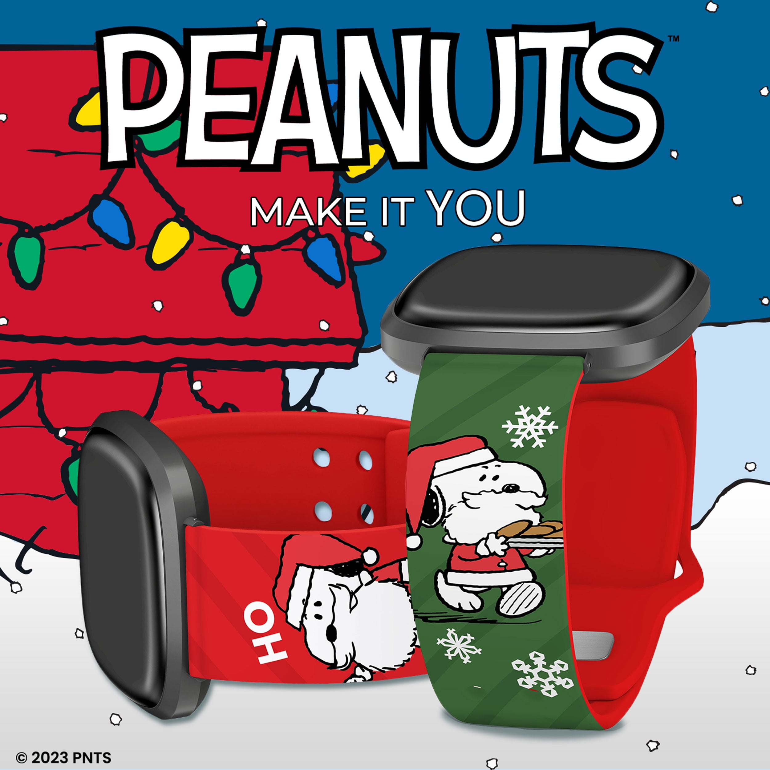 Peanuts Holiday Happiness HD Unisex Watch Band Compatible with FitBit Versa 3 & Sense (20mm Long Ho Ho Ho) by Affinity Bands