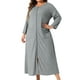 thumbnail image 4 of Bata de dormir para mujer de tallas grandes Agnes Orinda, con cremallera en la parte delantera, mangas 3/4, bata de baño maxi, vestido de casa con bolsillos, 1X gris, 4 of 6