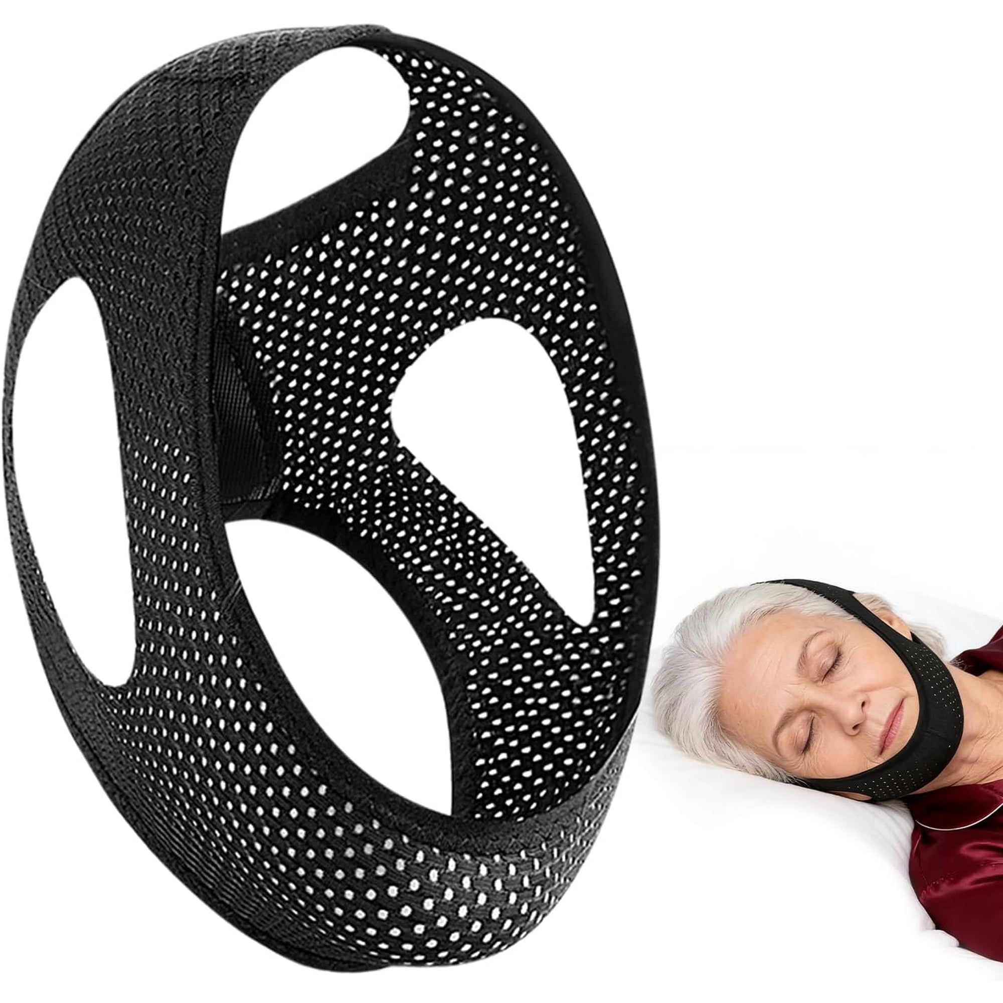 Chin Strap for Sleeping – Breathable Adjustable Anti-Snore Jaw Strap, Soft Snoring Solution for Men & Women, Travel-Friendly Sleep Aid for Nighttime Home Use, Business Trip & Vacation (One Size) P