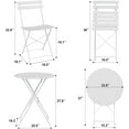 thumbnail image 4 of Twister.CK Bistro Table and Chairs Set of 2, 3 Piece Outdoor/Indoor Folding Patio Bistro Sets, 2 Chair Patio Furniture Set with Table, Foldable Coffee Tables for Balcony, Yard, Garden,White, 4 of 8