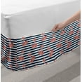 thumbnail image 2 of Anchor Bed Skirt, Floral Anchor on Striped Surface Crescent Moon Modern Theme Artwork, Elastic Bedskirt Dust Ruffle Wrap Around for Bedding Decor, 4 Sizes, White Blue and Red, by Ambesonne, 2 of 2
