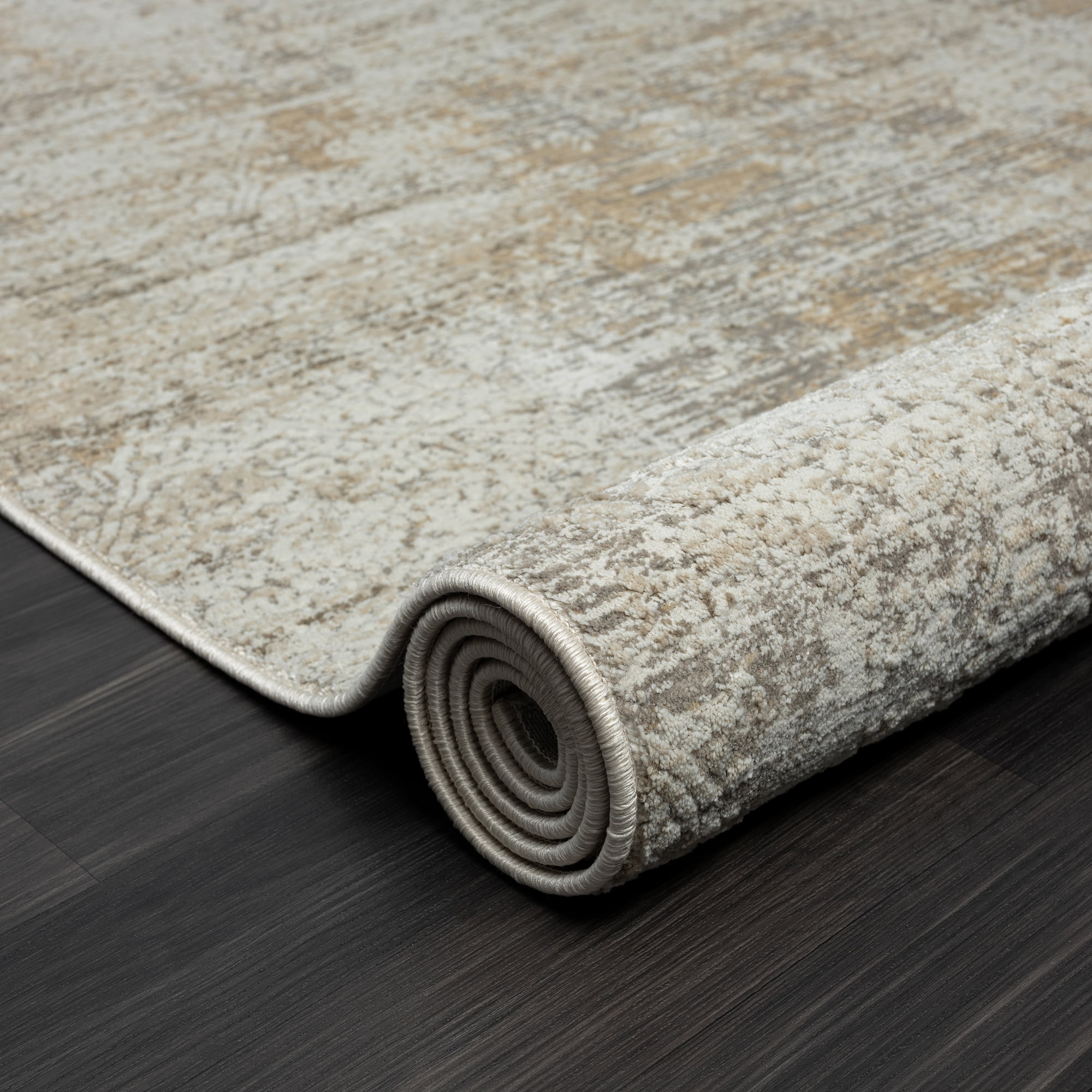 Ox Bay Claire Damask Transitional Performance Polyester Indoor Runner Rug, Gray/Beige, 2' x 10'