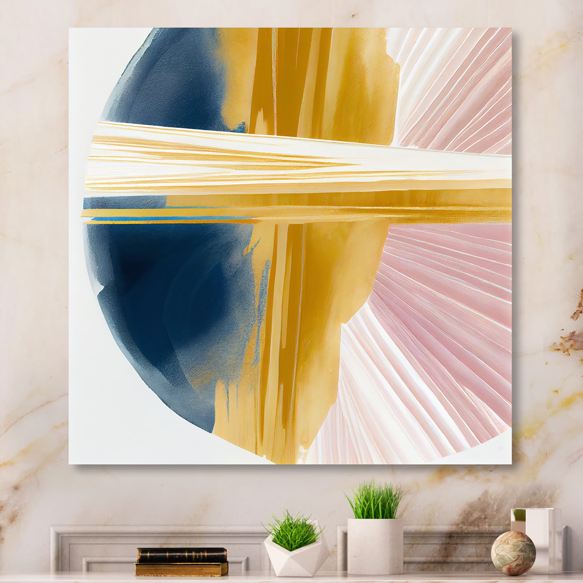 Designart Wide Golden Brush Stroke II Canvas Wall Art