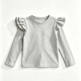 thumbnail image 3 of YOUYEDIAN Girls Long Sleeve Shirt Toddler Soft Comfy Crewneck Tops with Ruffle Trim, 3 of 5