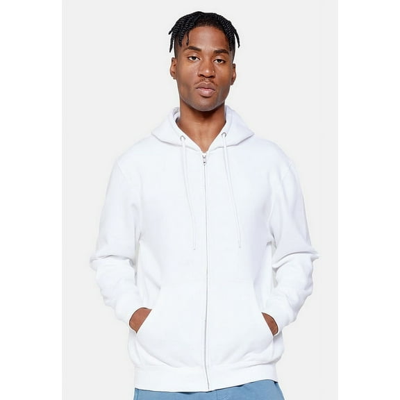 Lane Seven LS14003 Unisex Premium Full-Zip Hooded Sweatshirt-White-S