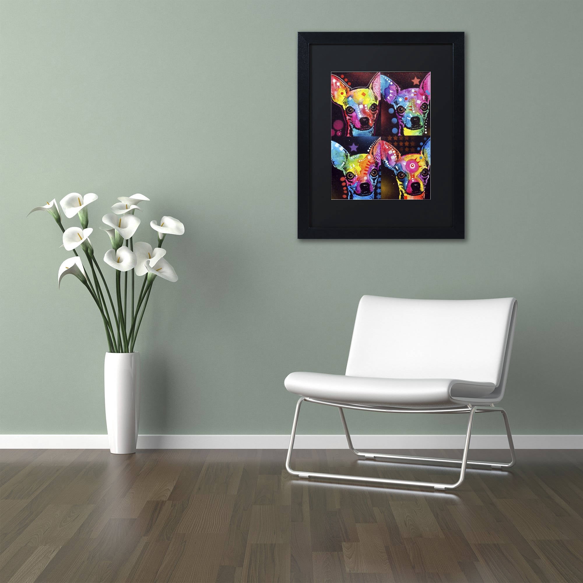 Trademark Fine Art "Chihuahua 4x" Canvas Art by Dean Russo, Black Matte, Black Frame