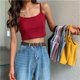 thumbnail image 2 of Top corto liso y Sexy para mujer, camiseta sin mangas informal para mujer, ropa de calle sin mangas, Tops de calle para discoteca, 2 of 4