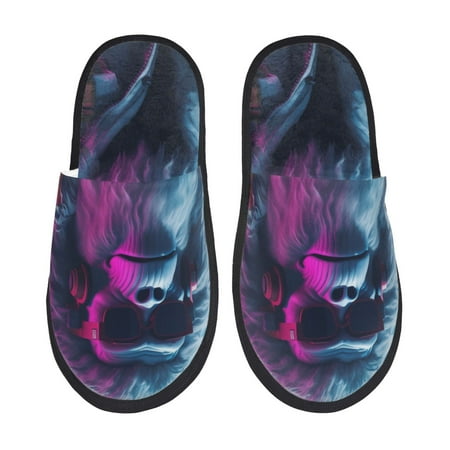 Balery Hip-Hop Glasses Gorilla Slient Indoor Furry Fleece Comfort House Shoes Soft Non-Slip Home Shoes Cotton slippers House Slippers-- Medium