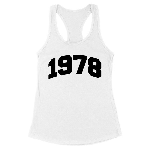 1978 College Style Tank Top Fitted Racerback Women's Large White