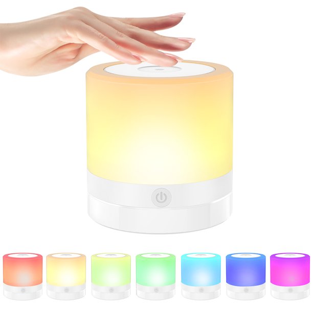 Muyoka ALIMARO Kids Nursery Night Light 7 Color Changing Touch Baby Lamp Control remoto Nursery Night Light USB recargable LED Camping Light con batería de 1200 mAh para dormitorio sala de estar Muyoka Hogar
