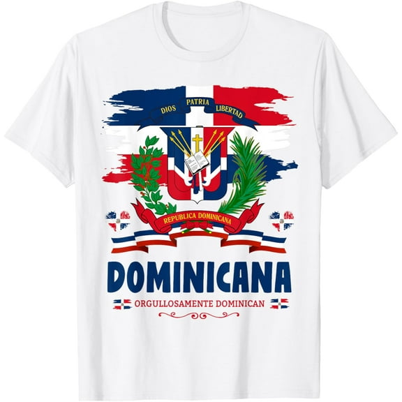 Coat of Arms Republica Dominicana For Kids & Dominican Flag T-ShirtMen and women, Black T-shirt, size: Extra large S-4XL