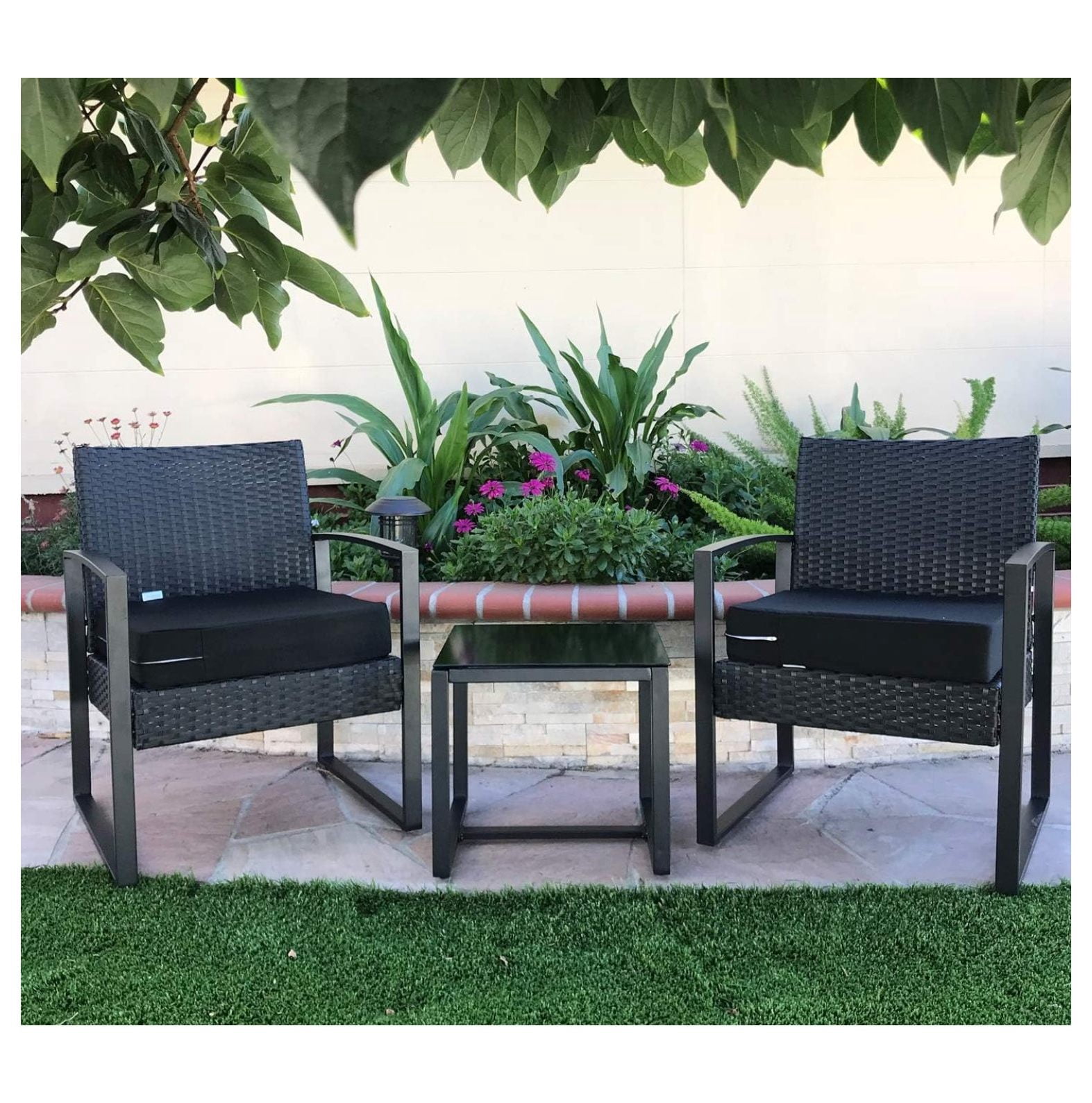 Indoor Outdoor Water High UV Resistant Patio Chair Cushion Cover (Just Black, 22"x20"x4" (1 Cover))