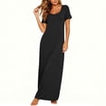 thumbnail image 2 of Summer Oversize Maxi Dresses for Womens 2025 Fashion Casual Short Sleeved V-neck Printed Button Pocket Dress, 2 of 8