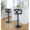 thumbnail image 3 of LumiSource Black Wood, Black Metal, Grey PU Gardenia Adjustable Barstool - Set of 2, 3 of 6