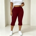 thumbnail image 4 of Noric Women's Plus Size Bow Tie Cuff Capri Leggings High Waist Stretchy Yoga Pants Side Split Casual Workout Cropped Tights, 4 of 9