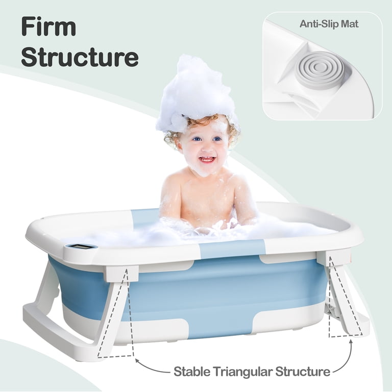Foldable Baby Bathtub with Thermometer and Soft Net photo 8