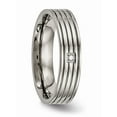 thumbnail image 5 of Titanium Polished Grooved Comfort Back CZ Ring, 5 of 10