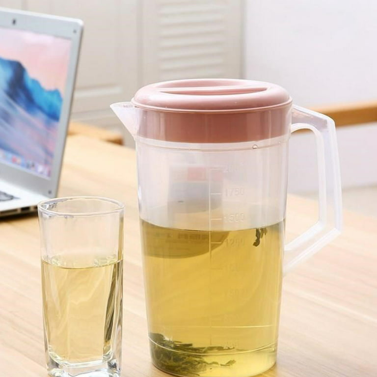 NUOLUX Pitcher Glass Jug Water Carafe Lid Tea Juice Beverage Fridge  Dispenser Milk Iced Drink Ice Gallon Serving Container