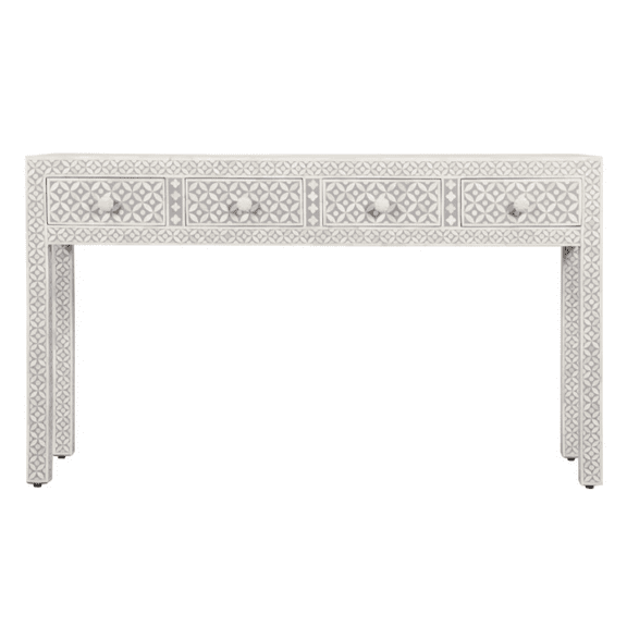 Modern Entryway Console Table – Multicolor Striped Bone Inlay | Handmade Accent Furniture
