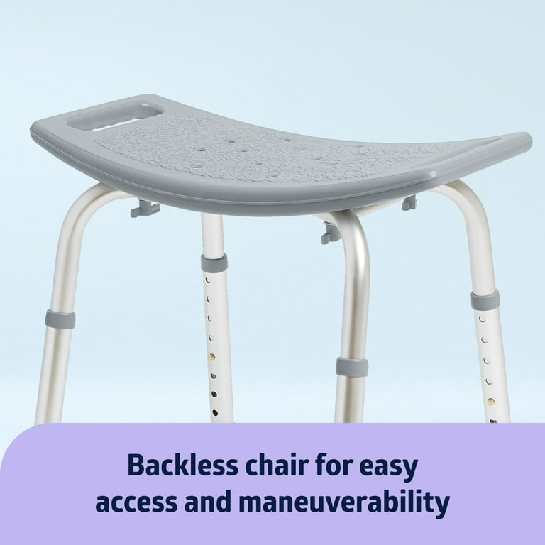 Medline Backless Shower Chair Slip Resistant 250 lbs. Weight Capacity Gray