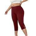 thumbnail image 3 of JGGSPWM (M-5XL) Work Pants for Women Summer High Waisted Soft Stretchy Capris Dressy Casual Plus Size Capri Pants Pull On Slacks Red XXL, 3 of 7