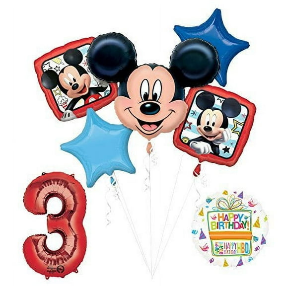 NEW Mickey Mouse 3rd Birthday Party Supplies Balloon Bouquet Decorations